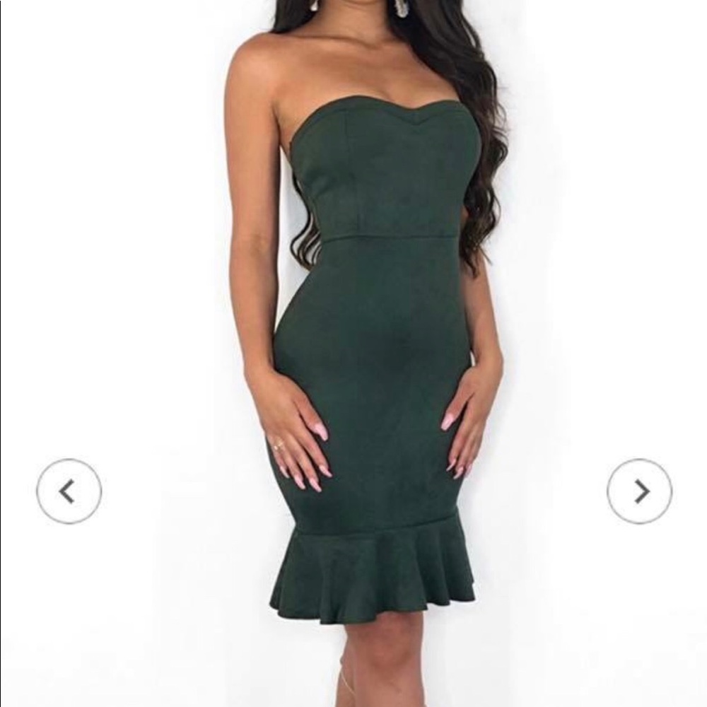 Green suede sleeveless dress